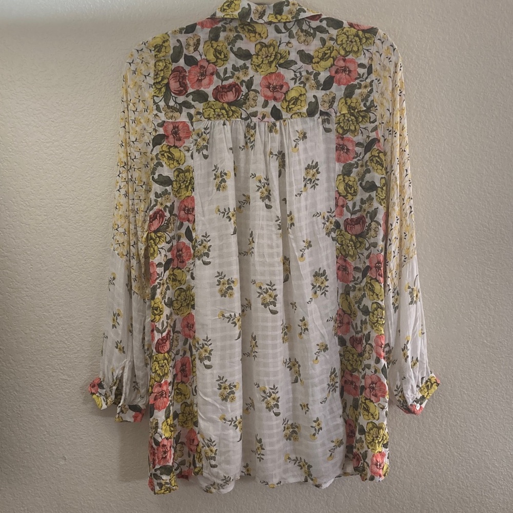 Jane+Delancey anthropology patchwork shirt Pearl buttons boho lagenlook - Picture 6 of 7